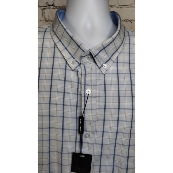 NWT Kam Jeans 5xl Men's Plaid Button Up Short Sleeve Business Casual Shirt - Picture 3 of 10